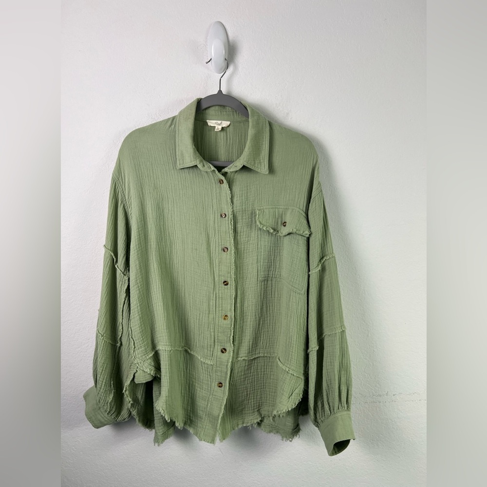 Easel Los Angeles Cotton Gauze Oversized Long Sleeve Button Down